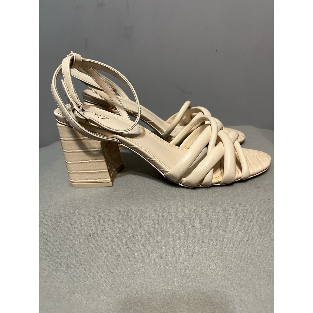 Sam Edelman Women's Circus NY Onna Beige Strappy Block Sandal Heels Size 9.5M